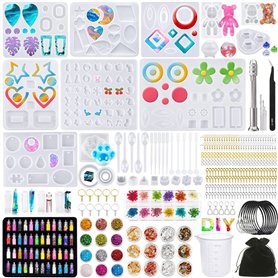 JOTOL 320pcs Moulle Silicone Resine Epoxy Kit de Moules et Outils de Coulée pour la Fabrication de Bijoux en Cristal Pendentif B