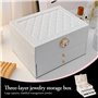 YUTUY Boîte à Bijoux,Coffre 3 Niveaux Rangement Bijoux Verrouillable avec Clef, en Cuir Imperméable, pour Filles Ranger Bagues C