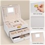 TAVADA Coffre à Bijoux de Femme,Organisateur De Bijoux PU 3 Couches Verrouillable,Boite en Cuir Imperméable pour Filles Ranger B