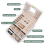 TAVADA Coffre à Bijoux de Femme,Organisateur De Bijoux PU 3 Couches Verrouillable,Boite en Cuir Imperméable pour Filles Ranger B