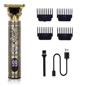 Tagliacapelli Tondeuse à cheveux pour homme avec lame T imperméable et 4 peignes guide tondeuse à cheveux avec écran numérique L