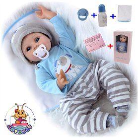 antboat Reborn Poupée Bébé 22 Pouces 55 cm Silicone Souple Vinyle Charmant Reborn Garçon Simulation Nouveau-Né Jouet Réalité Fai