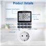 Prise programmateur numérique Besvic - 3680 W - avec 10 programmes Quotidiens configurables - Écran LCD et Mode Anti-agrafage al