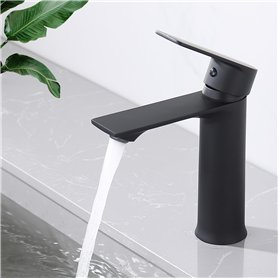 HOMELODY Robinet Lavabo Noir Mitigeur Salle de Bain Robinet Vasque Mitigeur Lave Main eau chaude et froide Robinetterie Acier in