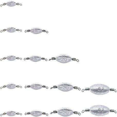 Plomb de pêche avec Émerillons Fishing Plomb Accessoires de pêche en Plomb - 1set(10g/15g/20g/ 30g) Plomb Sinkers de Pêche pour