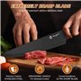 Set Couteaux de Cuisine 7 Pièces avec Porte Couteau Professionnel - Lames Acier Inoxydable Aiguisées, Manches Ergonomiques Antid