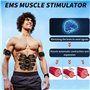 WUGEIN EMS Abdominale Electrostimulation,8 Modes et 19 Intensités,Rechargeable par USB,EMS Stimulateur Appareil LCD Display,pour