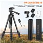 Nineigh Trepied Appareil Photo,190cm Trepied Smartphone avec Bras Télescopique Horizontal, Aluminium Trépied Caméra avec Télécom