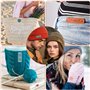 PIWOSGOL Étiquettes Faites Main Étiquettes Cuir PU 50 pièces, Étiquettes Relief Fabriquées Main avec Trous pour Tricot et Croche