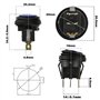 HUAREW bleu LED interrupteur rond électroluminescent KCD1-8 interrupteur à bascule étanche 12V 20A marine et divers éclairage ét