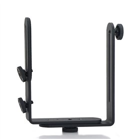 Support Flash Double Forme L - Accessoire D'appareil Photo Plaque Sabot Speedlite Métal Pour Appareil Reflex Numérique Microphon