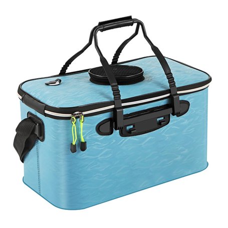 Seau à appât pliable - 28 l - Avec trou d'aération - Récipient multifonction pour appâts de pêche vivants - Convient pour la pêc
