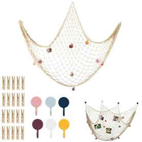 KUBDPQOR Filet de pêche décoratif – Rete da pesca decorativa parfait pour une décoration murale artistique - cadre photo mural i