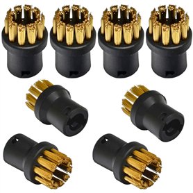 ZALHIN Brosses Rondes en Laiton (8 Pcs) - Brosses de Nettoyage Rondes Brosse À Vaporetto Nettoyeur Vapeur Accessoires de Vadroui