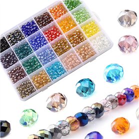 ZALHIN Lot de 1200 Perles à Enfiler en Verre à facettes pour Bracelets