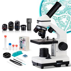 Microscope pour Enfant Étudiante et Adulte 250X-2000X Portable Microscope Optique Professionnel Microscope Monoculaire étudiants