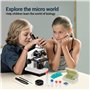 Microscope pour Enfant Étudiante et Adulte 250X-2000X Portable Microscope Optique Professionnel Microscope Monoculaire étudiants