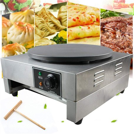 CzyuRachel Crêpière Électrique 3000W Φ400mm - Plaque Chauffante en Cuivre et Acier Inoxydable Avec Plateau Extensible