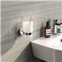 Porte-Brosse à Dents en Verre dépoli et Acier Inoxydable 18/10 Fixation Murale