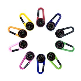 YOYEAH Lot de 20 porte-clés boussole – Mini mousqueton coloré avec design de boussole robuste et précis pour les aventures en pl