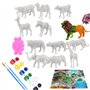 Onlvmyur 12PCS Kit de Peinture Enfant 3D Créatifs Figurines d'animaux Sauvages Jouet d’Art avec 6 Peintures