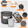 Onherm 15pcs Kit de Casserole Camping, Compact Kit de Cuisine Camping avec Mini Rechaud, Kit de Popote Poêlé Gamelle Vaisselle S