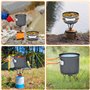 Onherm 15pcs Kit de Casserole Camping, Compact Kit de Cuisine Camping avec Mini Rechaud, Kit de Popote Poêlé Gamelle Vaisselle S