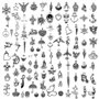 100 Pièces Breloques Argentées Charmes de Pendentifs