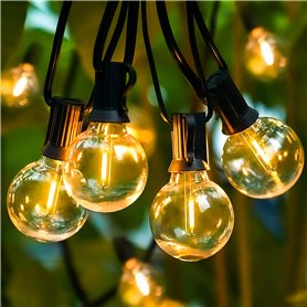 Guirlande lumineuse LED d'extérieur - 20 m - Avec 30 + 4 ampoules G40 - Étanche IP65 - Pour l'intérieur et l'extérieur - 2700 K