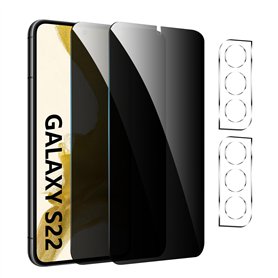 【2+2 pièces】【2 pièces】Verre Trempé Protection Écran Anti-Espion pour Samsung Galaxy S22 Plus，Film de Protection en Verre Trempé