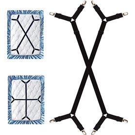 2pcs Sangles de Support de Drap de lit Longues réglables Pinces pour Drap de lit