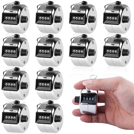 Leikurvo Lot de 12 compteurs manuels en métal à 4 chiffres pour compteur de personnes