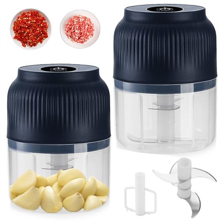 Coupe-oignons Coupe-légumes électrique : 350 ml Hachoir à oignons multifonction Ensemble de mandoline à légumes Hachoir à ail él