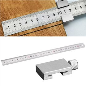 Nizirioo Règle de butée en acier inoxydable : 30 cm Règle de butée avec butée en métal Outil de traçage pour le travail du bois