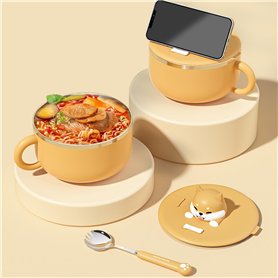 HOMURY Bol instantané en forme de chiot : 1200 ml Ramen avec couvercle et cuillère