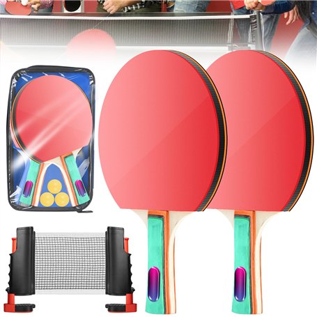 Ensemble de Tennis de Table : 2 Raquettes de Ping-Pong