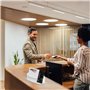 Leikurvo Lot de 10 Porte-Cartes de Visite en Acrylique Transparent - Support de Table pour Bureau et Exposition