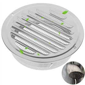 Grille d'aération ronde en acier inoxydable - 150 mm - Avec moustiquaire - Pour cheminée