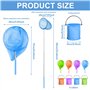 Lot de 4 épuisettes télescopiques pour enfants - Avec 4 seaux pliables - Filet papillon - Épuisette télescopique - Idéal pour at
