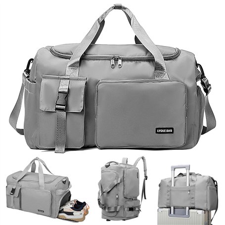Asfrode Sac de sport pliable de 35 l avec compartiment à chaussures et compartiment humide - Sac d'entraînement étanche - Sac de