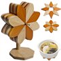 Lot de 5 dessous de plat en bambou résistants à la chaleur - En forme de moulin à vent - Antidérapants - Pliables - Pour théière