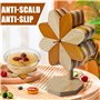Lot de 5 dessous de plat en bambou résistants à la chaleur - En forme de moulin à vent - Antidérapants - Pliables - Pour théière