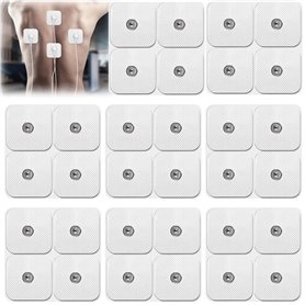 Lot de 32 électrodes autocollantes en gel - 50 x 50 mm - Pour machines Sanitas & Beurer Tens - Avec connexion à bouton-pression