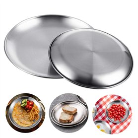 KBNIAN 2PCS Plats de Service en Inox Plateau Ovale Plateaux de Service Ronds en Acier Inoxydable Plateau en Acier Inoxydable pou