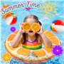 Chennyfun 5 Pièce Jouet de Piscine, Anneau de Natation 90 cm et Ballon de Plage avec Gonfleur, Décoration D'été pour La Plage La