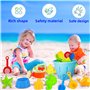 Chennyfun Kit de Jouets de Plage Enfant, 15 Pièces Jouets de Plage Enfant Bac à Sable Set-Jouet de Sable Enfant Comprend Seau, P