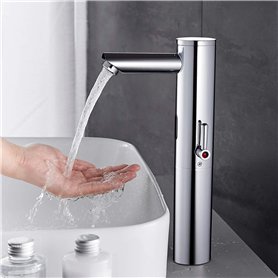 Fyeer Robinet de salle de bain avec capteur automatique infrarouge Robinet de lavabo sans contact pour robinet de salle de bain