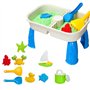 TBEONE Table d'activités de l'eau de Sable d'enfants avec 9 Jouets de Plage pour la Table d'activités d'enfants