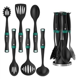 Linoroso Ustensiles de Cuisine 6 Pièces Nylon Anti-adhérent Accessoire Cuisine Set Comprend une Spatule Louche Cuillère à Pâtes