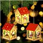 Sosayet Décoration en Bois de Sapin de Noël - 3 Pièces de Maison de Noel Lumineuse avec Ficelle - Village de Noel Lumineux - Dec
